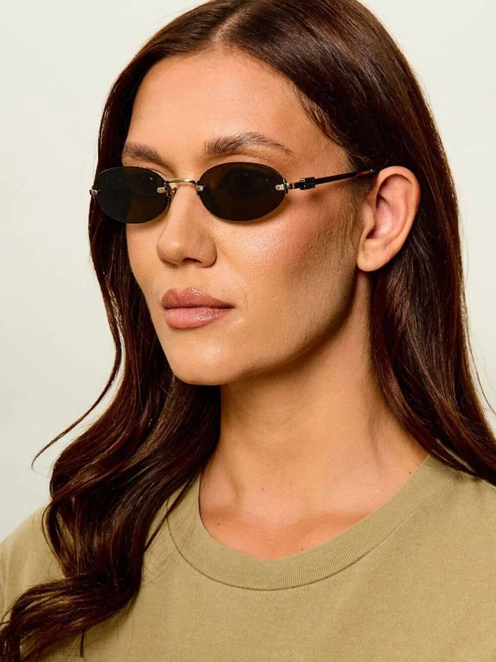 New Miu Miu MU A54S Sunglasses Oval Gray Gold MUA54S ZVN5D1